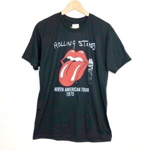 The Rolling Stones, North American tour, 1975 black graphic T-shirt